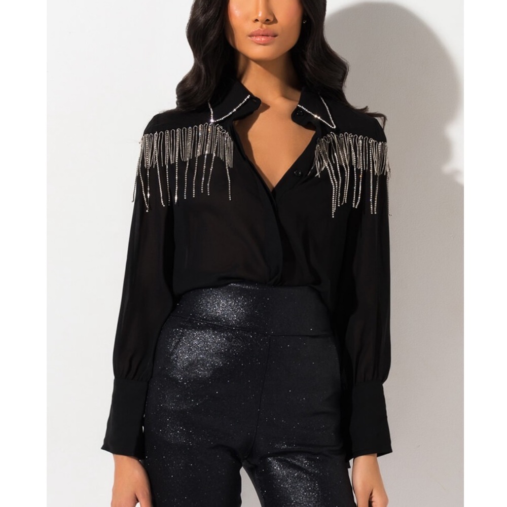 Akita Rhinestone button down